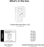 Freezer Door Alarm 2 Pack, Refrigerator Door Alarm When Left Open, Close Door Reminder, with 60/120/180/240 Seconds Delay Alert, Low/Loud 80 to 120 dB (Pure White)