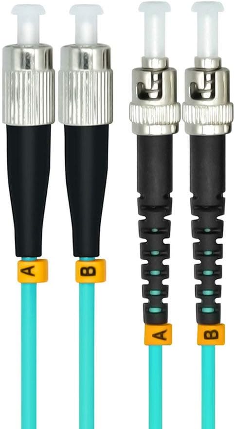 Jeirdus 3Meters 10ft FC to ST Duplex 50/125 10G OM3 Multi-Mode Fiber Optic Cable Jumper Optical Patch Cord FC-ST