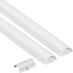 D-Line 31.4in TV Cord Hider, Patented Half Round Cable Cover, Hide Wall Mount TV Wires, Hinged One-Piece Cable Concealer, Adhesive, Decorative Raceway - 2X 1.18in W x 0.59in H x 15.7in L - White