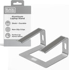 BLACK+DECKER Laptop Stand for Computer Desk, Ergonomic Laptop Stand for Desk, Lap top Riser Compatible with MacBook Notebook, Lap top Holder, Durable Aluminum Computer Riser Accessories, Silver