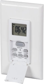 in Wall Digital Timer Switch, Indoor 7 Day Light Switch timers, 125V,15A Programmable Switch Timer for Lights, Fans, Motors, Neutral Wire Required, 7 ON/Off Settings,ETL Listed