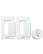 Zoiinet Remote Control Outlet Plug with 2 Switches, Buckle Design & Removable Wireless Light Switch, No Wiring Needed, 300 ft, 15A/1500W, Programmable, for Household Appliances