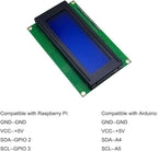 Haldzemo 2004 LCD Screen Display Module 2004A 20x4 White Character Blue Backlight DC 5V (2 Pack)