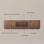 POVISON Fully-Assembled Mid-Century Modern Tambour Door TV Stand, Wood TV Console, Entertainment Center with Storage for 75 inch TV, Media Console for Living Room