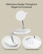 Fast Charging Station for iPhone 16/16 Pro/16 Pro Max, Wireless Charger Station for MagSafe iPhones, 3 in 1 Magnetic Charger Stand for iPhone 16/15/14/13/12 Series, Apple Watch & AirPods.(White)
