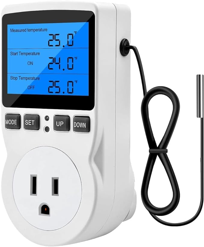 Diymore Digital Thermostat Temperature Controller Electric Digital RV Thermostat Heating Cooling Control Mode Timer 1800W 120V 15A Incubator Thermometer Reptile Thermostat Greenhouse Pool Thermometer