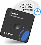 OREI HDMI Switch 4K HDMI Splitter - 2x1 Bi Directional - 4:4:4 8-bit - HDMI 2.0, HDCP 2.2, 18 Gbps, 4K @ 60Hz HDMI UltaHD High Resolution Switch Between 2 Inputs or Toggle Displays (UHDS-212)