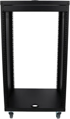 Rockville RR18U 18U Live Sound/Recording Studio Rack Case with Wheels, Reversible Rack Rails, Front & Rear Mounting, Cable Management Ports, 440lb Capacity