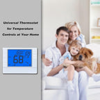 Thermostat for Home, Premium Heat Pump Room Temperature Controller, up to 2H/1C, Easy-to-Read Large Display，Blue Backlight