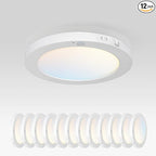 ASD LED 9" Round Flush Mount Ceiling Light Fixture, Low Profile Surface Lighting | 5CCT, Motion Sensored, Ultra-Thin, ETL Listed | 15W 1300LM 2700-6000K 120V | Kitchen, Hallway Lamp | White, 12 Pack