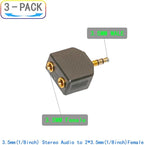 ZJKJHJY 3.5mm Audio Splitter Adapter, 1/8 inch Male to 2X Female Y-Connector, 3-Pack