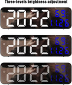 Gigicloud LED Wall Clock - 3 Level Dimmer Brightness Digital Clock With Temperature, Humidity, and Alarm for Bedroom, Office