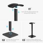 JIKIOU Headphone Stand Gaming Headset Holder Universal Aluminum Metal Headphones Holder Hanger with Aluminum Supporting Bar Flexible Headrest ABS Solid Base for All Headphone 2 Pack (Black)