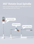 Viozon Extendable Selfie Stand 360° Rotation with Phone Holder, Rechargeable Wireless Foldable 7 Brightness LED Light for Live Streaming/YouTube/Tiktok/Video Recording/Photography/Reading (V6W)