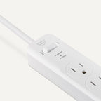 Amazon Basics Rectangle 6-Outlet, 600 Joule Surge Protector Power Strip, 2ft, Small, White, 2-Pack
