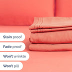 Split Head King Sheet Set – 4 Piece Flex Split Top King Sheets for Adjustable Beds - Fits 14” to 16" Mattress w/ Deep Pockets - Ultra-Soft, Breathable & Cooling - Luxury Bedding & Wrinkle Free - Coral