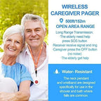 CallToU Wireless Caregiver Pager Call Button with USB Caregiver Pager, Medical Nurse Alert System Alarm and Panic Button 600+ Feet for Elderly Monitoring, Alert Button for Seniors at Home (CC06W 1-1)