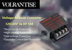 DC 12V/24V to 5V 10A Converter - Voltage Regulator Step Down Buck Converter Power Supply Transformer (12V/24V to 5V 10A)