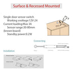 Motion Sensor Light Switch, IR Sensor Switch Door Activated Light Switch for Closet Light LED Strip Light and Under Cabinet Light with 12V JST Male and Female Connector (DC 12/24V 3A)