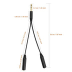 TISINO 6.35mm (1/4 inch) Jack Splitter Cable, 20cm (8 inches), Headphone Splitter Cable, Splitter, Stereo Male to Dual Stereo Female Jack, Compatible with Headphone, Amplifier, Karaoke