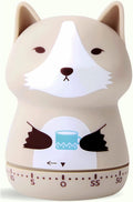 NUOSWEK Mechanical Kitchen Timer, Cute Animal Timer for Kids, Wind Up 60 Minutes Manual Countdown Timer for Classroom, Home, Study and Cooking (Beige Wolf)