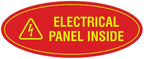 Signs ByLITA Oval Electrical Panel Inside Sign (Red/Yellow) - Small 2 Pack