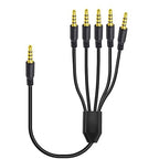 MysRuida 3.3ft 1/8” 3.5mm TRRS Stereo Audio Cable, 1 to 5 Splitter Male Aux Cord, 4 Pole Jack Headphone MIC Adapter for Smart Phones, MP3, Laptops, Speaker, Don’t Support MIC of iOS Headphone