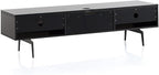 SONOROUS ST-360 Premium TV Stand for Living Room – Modern TV Stands & Entertainment Center with Storage – Black Wood & Black Glass Cover – Luxury Media Console with Metal Legs for TVs up to 75 inches