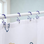 Shower Curtain Hooks, Goowin Shower Curtain Rings, Stainless Steel Shower Curtain Hooks Rust Proof Free Sliding Double Shower Hooks for Curtain, Shower Curtains & Liners (Purple)