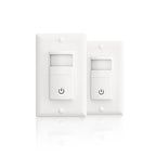 ECOELER Motion Detector Light Switch, PIR Infrared Sensor Switch with Sensitivity & Delay Adjustable, OCC & VAC Selectable, Single Pole, No Neutral Wire, UL Listed & FCC Listed, White, 2 Pack