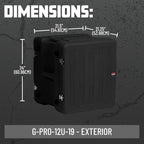 Gator Cases Pro Series 12U Rack Case with Standard 19" Depth, Roto Molded Made in USA (G-PRO-12U-19)