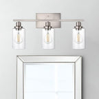 WINSHEN Bathroom Light Fixtures 3-Lights Seeded Glass in Brushed Nickel Finish, 23.6-Inches Vanity Lighting Bath Wall Mount Lamp for Kitchen Living Room Workshop