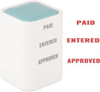 3-in-1 Office Paid/Entered/Approved Stamps for Business, Pre Inked & Self Inking Rubber Company Stamp Hand with Impression Size: 9/10’’x 9/10’’ for Efficient Bookkeeping, Ordering, Accounting Work