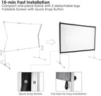Instahibit 100" Outdoor Projector Screen and Stand Portable Movie Projection Fast Folding 16:9 4K HD Home Theater Camp Backyard Cinema with Carry Bag