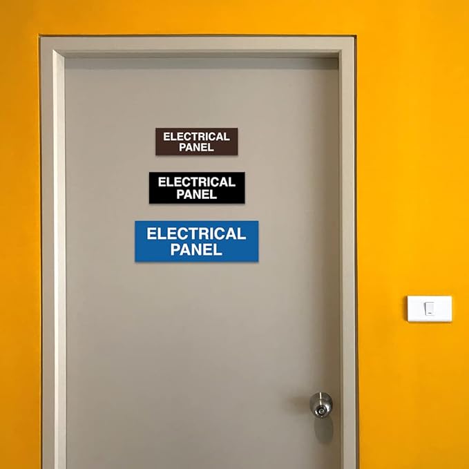 All Quality Basic Electrical Panel Sign - Fire Regulation Safety Compliance Sign - Red/Gold - Small (1 Pack)