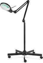 Neatfi LED Magnifying Floor Lamp – 1,200 Lumens, 5” Bifocal Lens with 5 & 20 Diopter, Dimmable, Adjustable Arm, Rolling Base, Floor Lamp for Reading, Sewing, Crafting (5 Inches, Black)