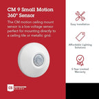 SensorSwitch Ceiling Motion Sensor, Passive Infrared PIR Occupancy Sensor, 360° Small Motion Detection, Indoor Use, Low Voltage, Standard Range