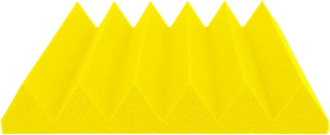 Foam Factory Inc 24 Pack Color Acoustic Foam Panel Studio Soundproofing Wedge Wall Tiles 12” X 12” X 2” (Yellow)