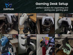 3in1 Rotating Headphone Holder - EURPMASK 3in1 PC Gaming Headset Holder w/Detachable Controller Holder, Adjustable Clamp-on Headset Stand,Headphone Hanger Hook Under Desk w/Cable Clip Organizer
