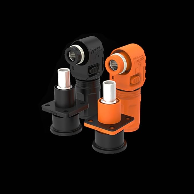 1 Set Battery Energy Storage Connector, 200A 50mm² High Current Connectors Quick Plug Terminal Orange Right Angle Plug and Socket IP67 Waterproof Power Adapter Crimping Wiring (200A, Orange)