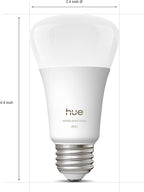 Philips Hue Smart LED A19 Bulb 4-Pack, White Color Ambiance, E26 Base, 7.2W, Full Spectrum Light 1000K-20000K, 810 Lumens, Dimmable, Works with Alexa, Google,& Apple Home