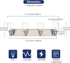TODOLUZ Bathroom Vanity Light Fixtures, 4-Lights Modern Brushed Nickel Wall Mounted Lamp with Clear Glass Shade for Bedroom Over Mirror