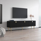 Meble Furniture Dorset 01 TV Stand - Modern Rectangular TV Stand with Storage Cabinets - Media Entertainment Center Console Table for TV Up to 80" - Black