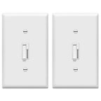 TG Digital Toggle Dimmer Light Switch for Dimmable LED, CFL and Incandescent Light Bulbs, Single Pole/ 3-Way, Wall Plate Included, UL Listed, 2 Pack, White