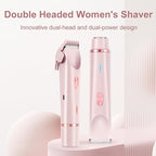 Bikini Trimmer for Women 2 in 1 Dual Head - IPX7 Waterproof Painless Electric Razors for Beauty, Pubic Hair, Face, Legs & Underarms– Portable Cordless Shaver with Fast Charging, Easy Cleaning (Pink)