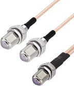 RedYutou F-Type RG6 Splitter - F Female to F Dual Female 3 Way Splitter Cable - 15cm (6 inch) TV & Satellite Adaptation