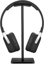 New bee Headphone Stand Headset Holder Earphone Stand with Aluminum Supporting Bar Flexible Headrest ABS Solid Base for All Headphones Size (Black)