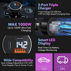 OLG 100W Car Charger – 3 Port Cargador para Carro (LED Display, 12V/24V Compatible) – Cigarette Lighter USB Fast Charge Adapter for iPhone, Android, Type V