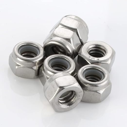 MewuDecor 1/2-13 Nylon Insert Hex Lock Nuts Locknuts, 304 Stainless Steel 18-8, Bright Finish, 25 PCS