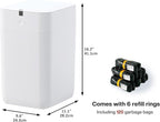 Airdeer Automatic Trash Can, 4 Gallon Self Sealing and Self-Changing Smart Trash Can, Motion Sensor, Touchless Garbage can with lid for Kitchen Bathroom Bedroom Office, 6 Refill Rings(A1, White)
